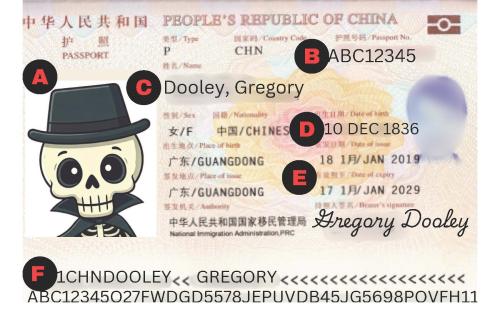 Dooley passport with letters